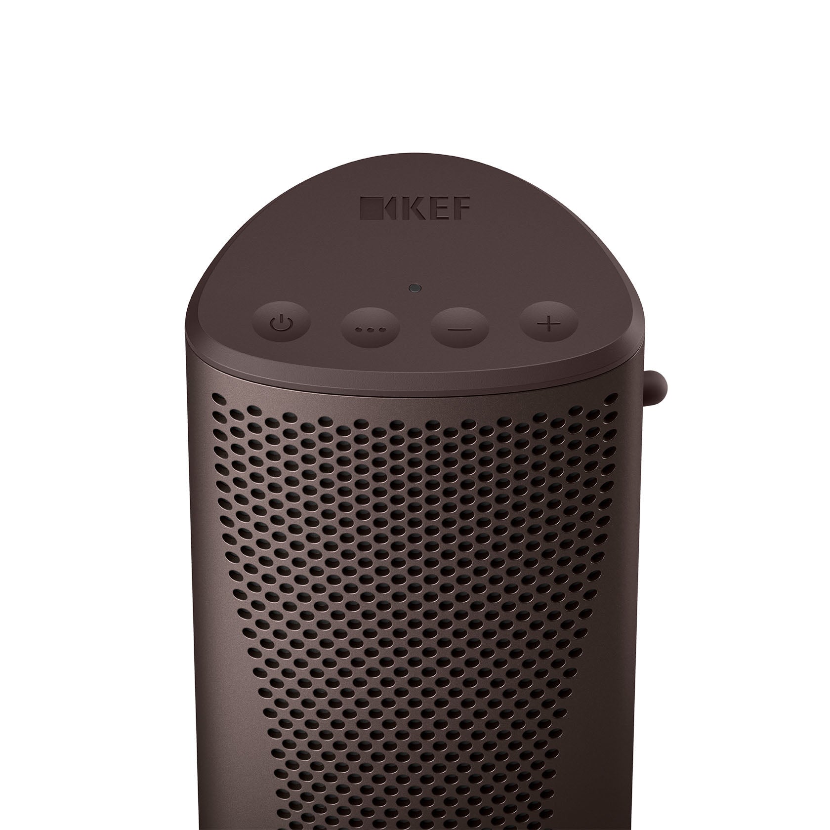 Top of Kef Muo Bluetooth Speaker in Cocoa Brown