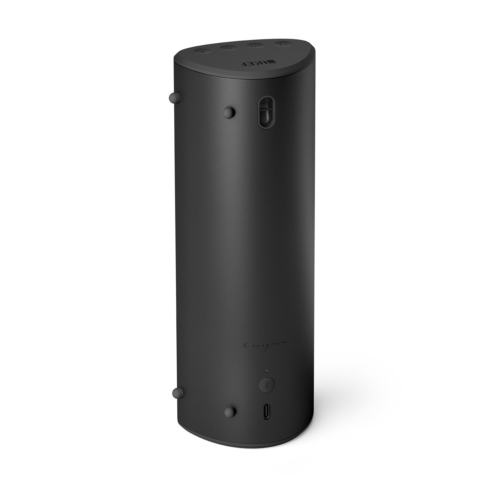 Back. of Kef Muo Bluetooth Speaker in Midnight Black