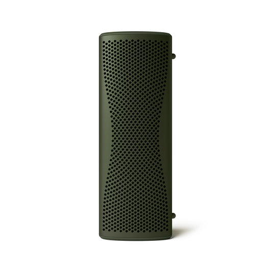 Front of Kef Muo Bluetooth Speaker in Moss Green