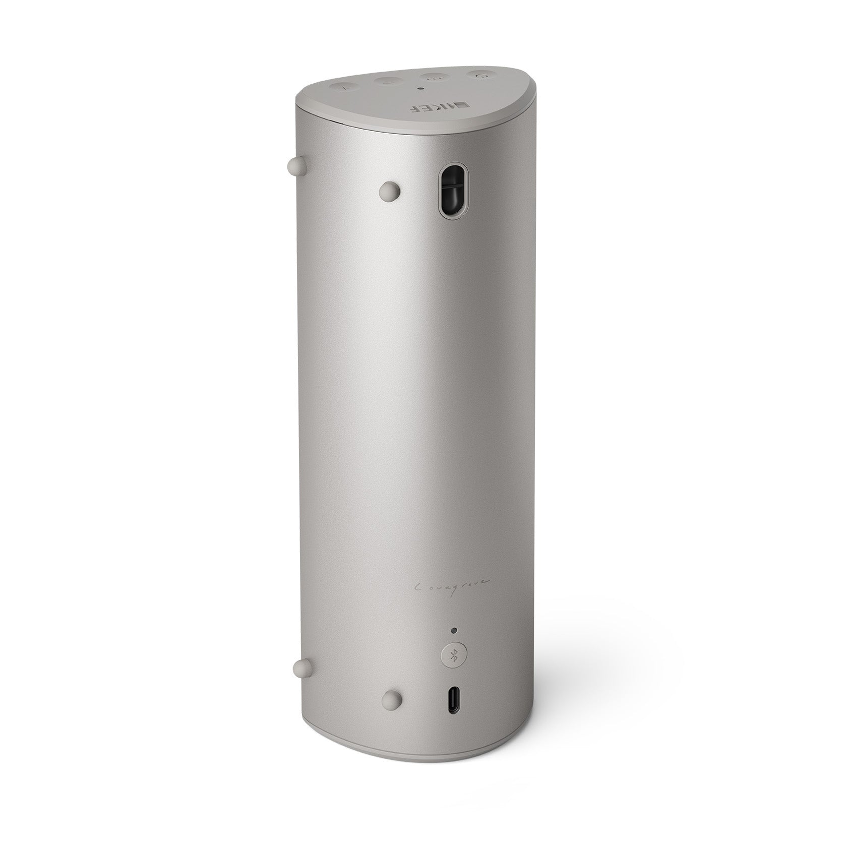 Back of Kef Muo Bluetooth Speaker in Silver Dusk