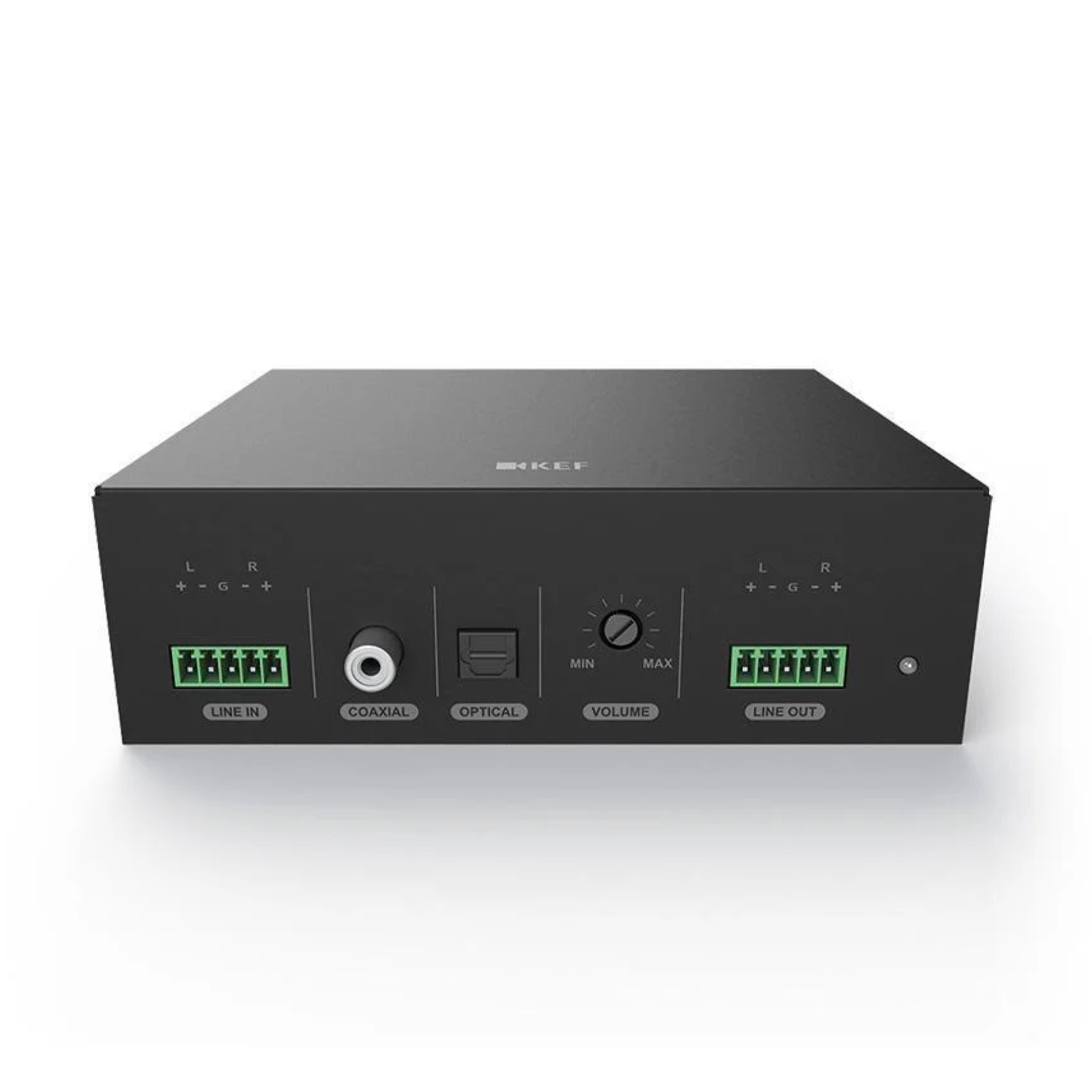 Top view of KEF BTS30 Bluetooth Keypad and Compact Amplifier System on a white background