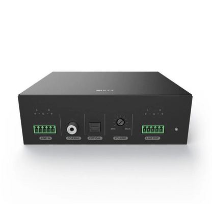 Top view of KEF BTS30 Bluetooth Keypad and Compact Amplifier System on a white background