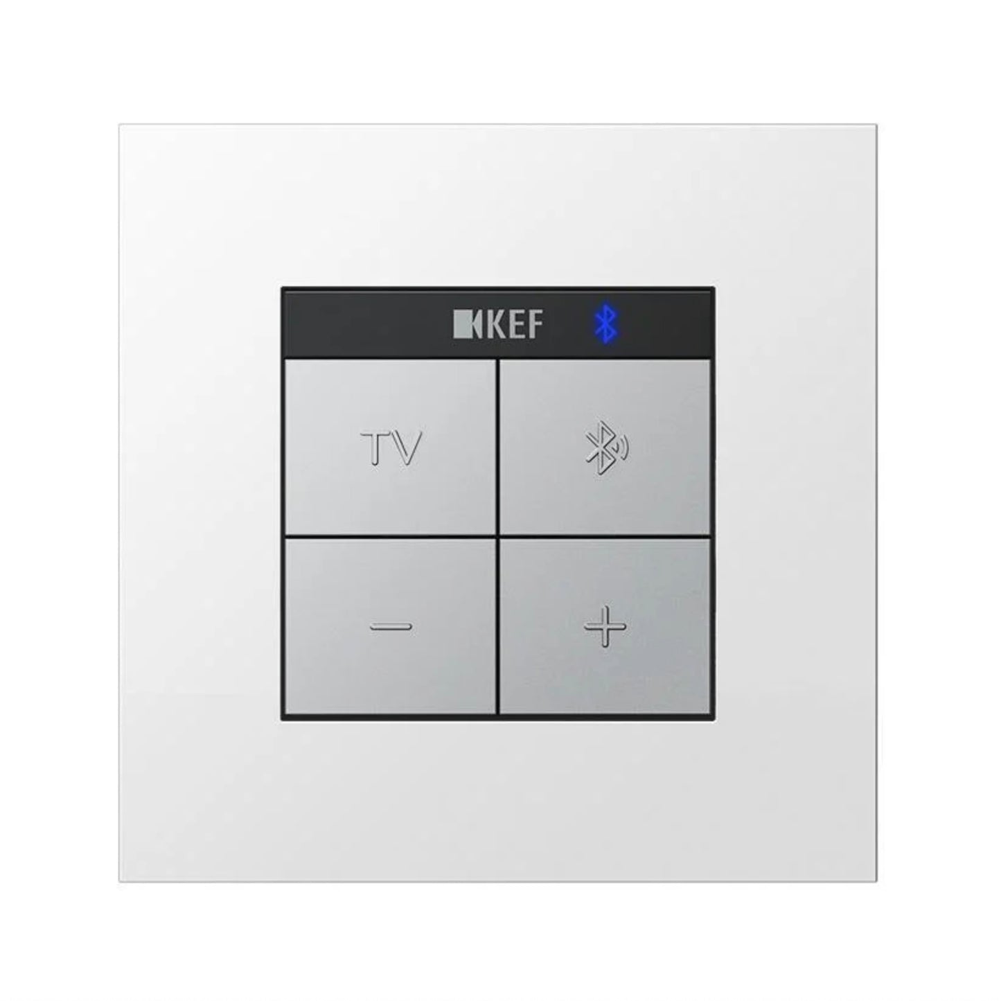 Control panel with KEF branding on a white background