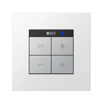 Control panel with KEF branding on a white background