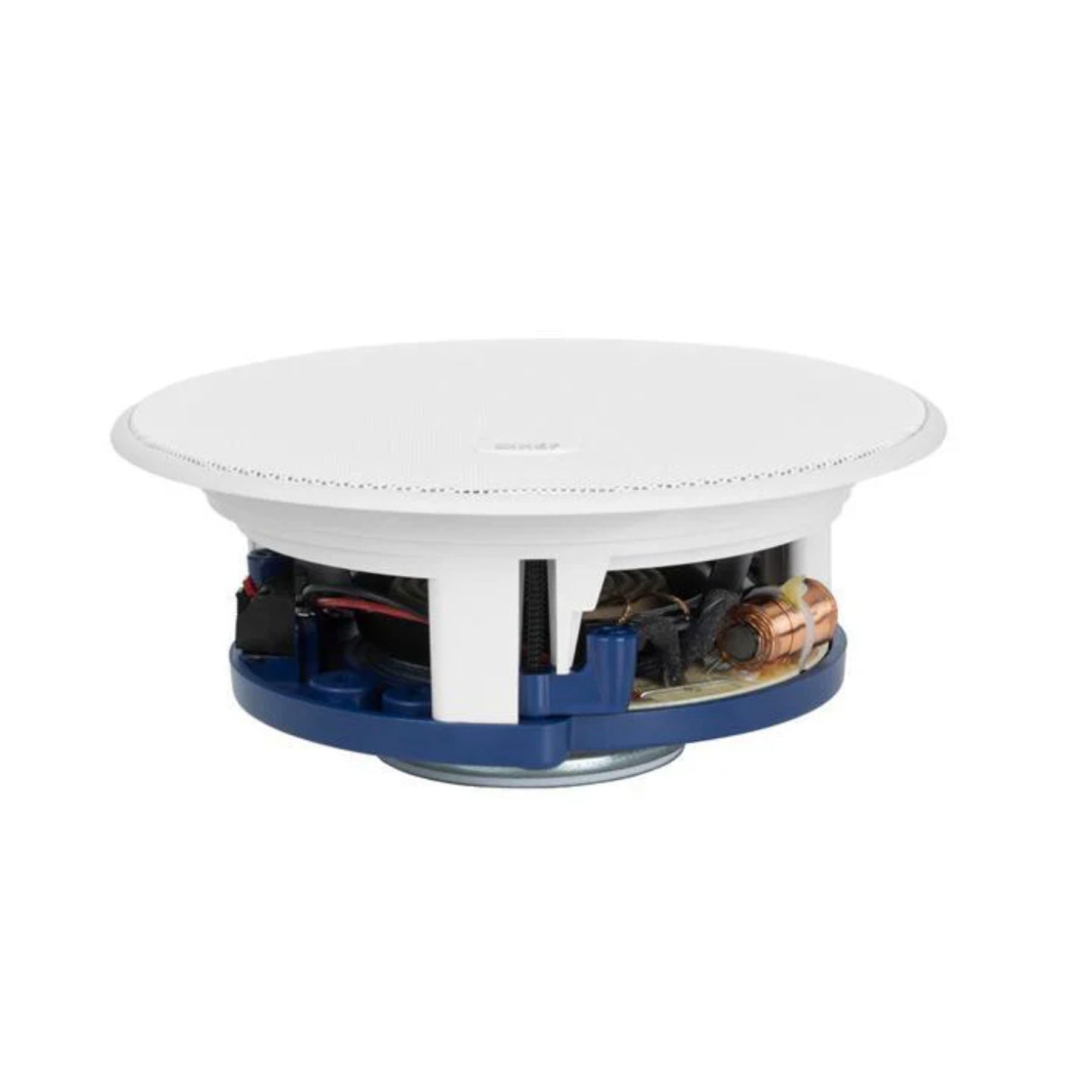 KEF Ci130.2CR In-Ceiling Speaker laying flat with white grille on