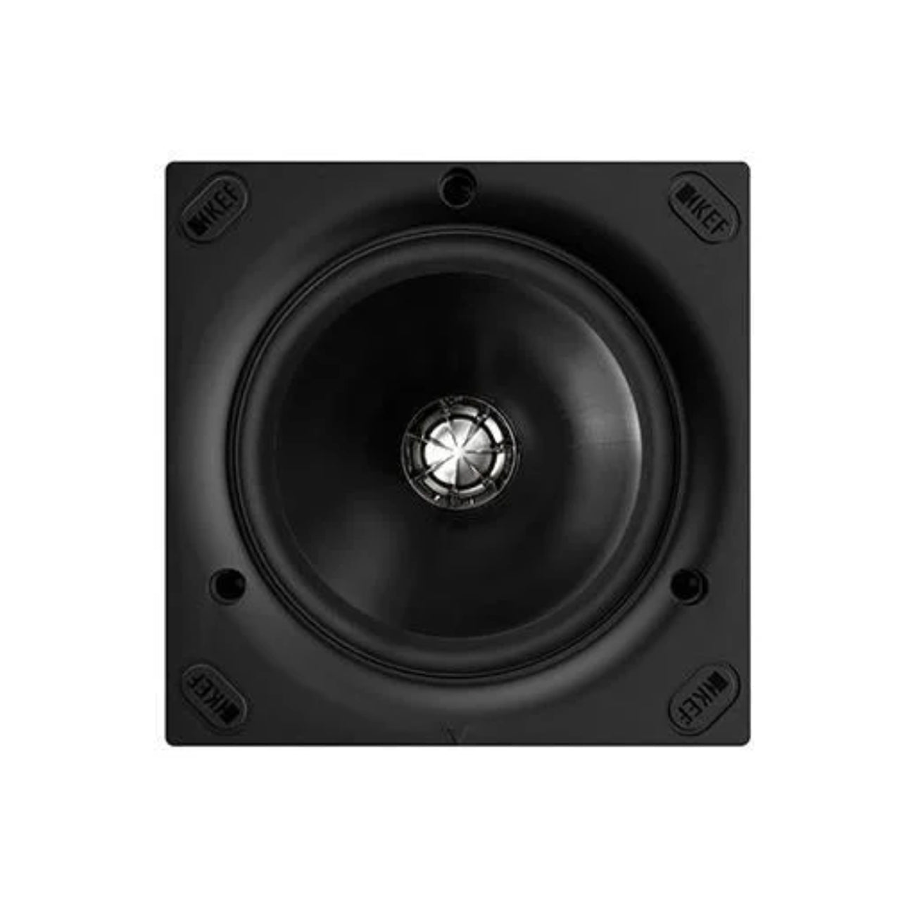 Front view of KEF Ci130QSfl Square Flush Mount In-Ceiling Speaker