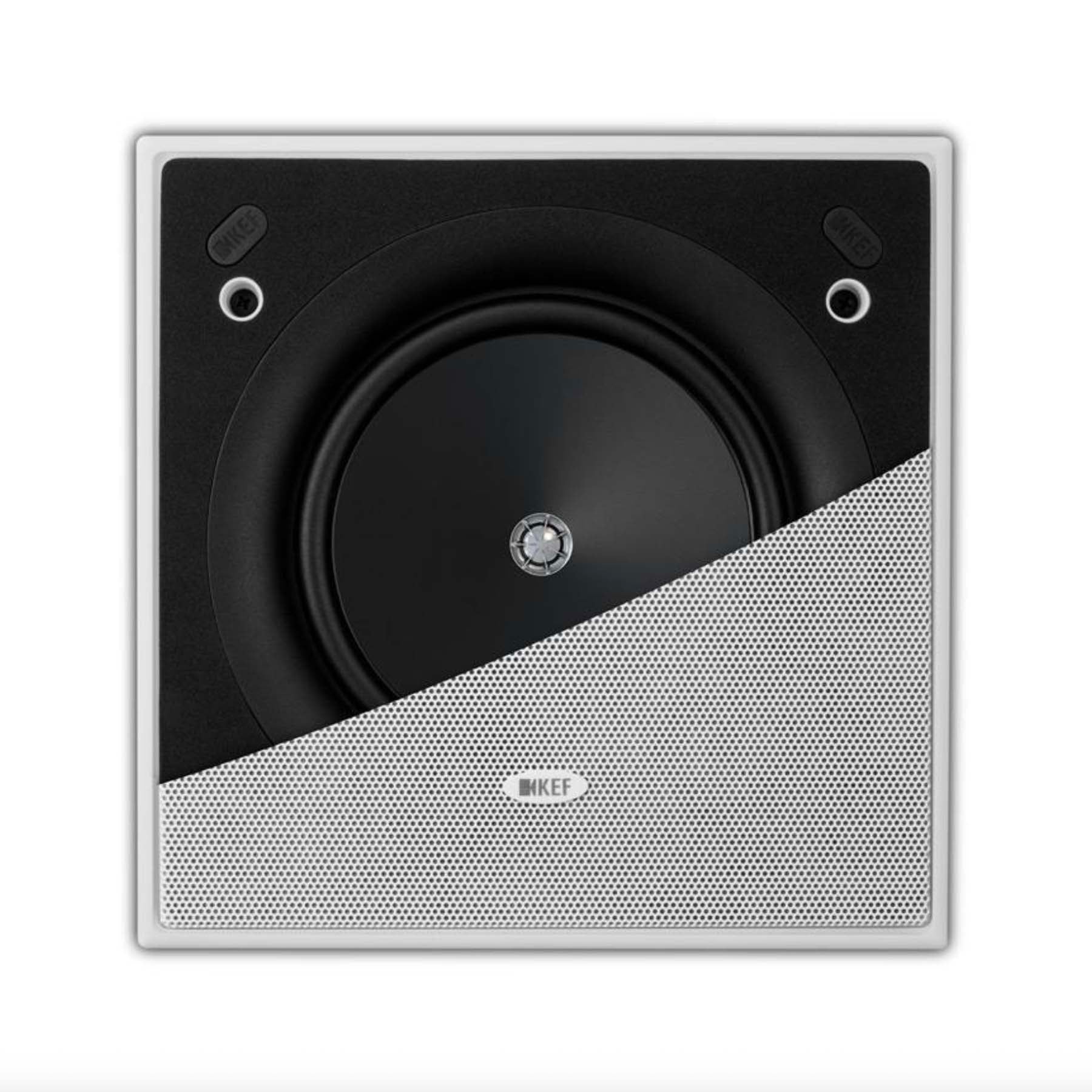 KEF Ci160.2CL In-Wall Speaker showing half the grille
