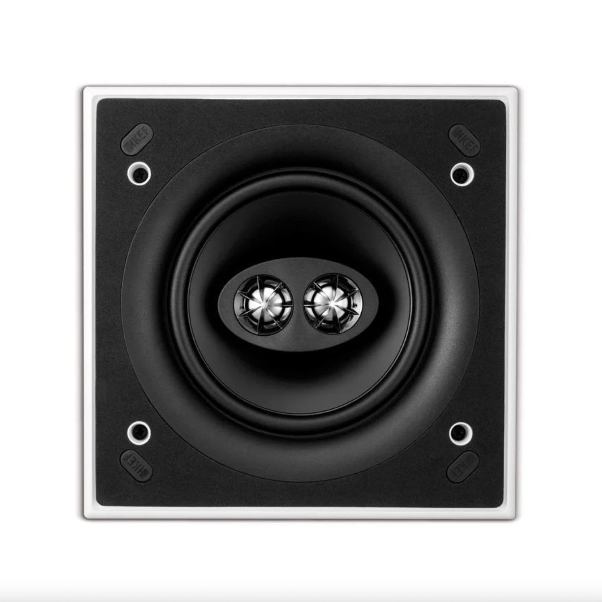 Front view of KEF Ci160CSDS Square Stereo In-Ceiling Speaker with no grille