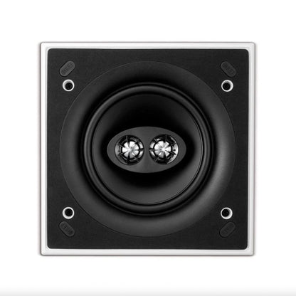 Front view of KEF Ci160CSDS Square Stereo In-Ceiling Speaker with no grille