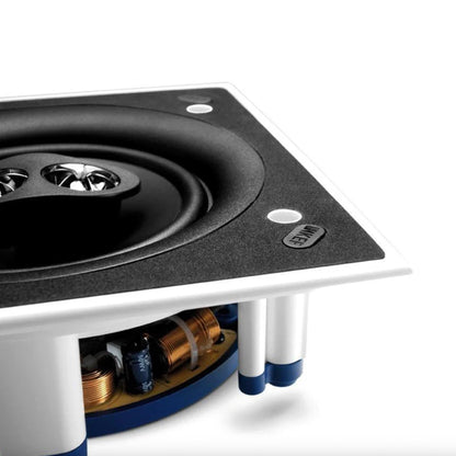 Close up of KEF Ci160CSDS Square Stereo In-Ceiling Speaker on white background