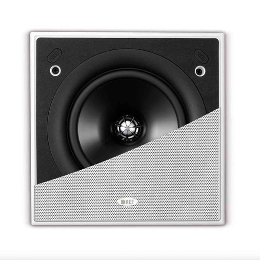 KEF Ci160QS In-Wall Speaker with half a grille showing