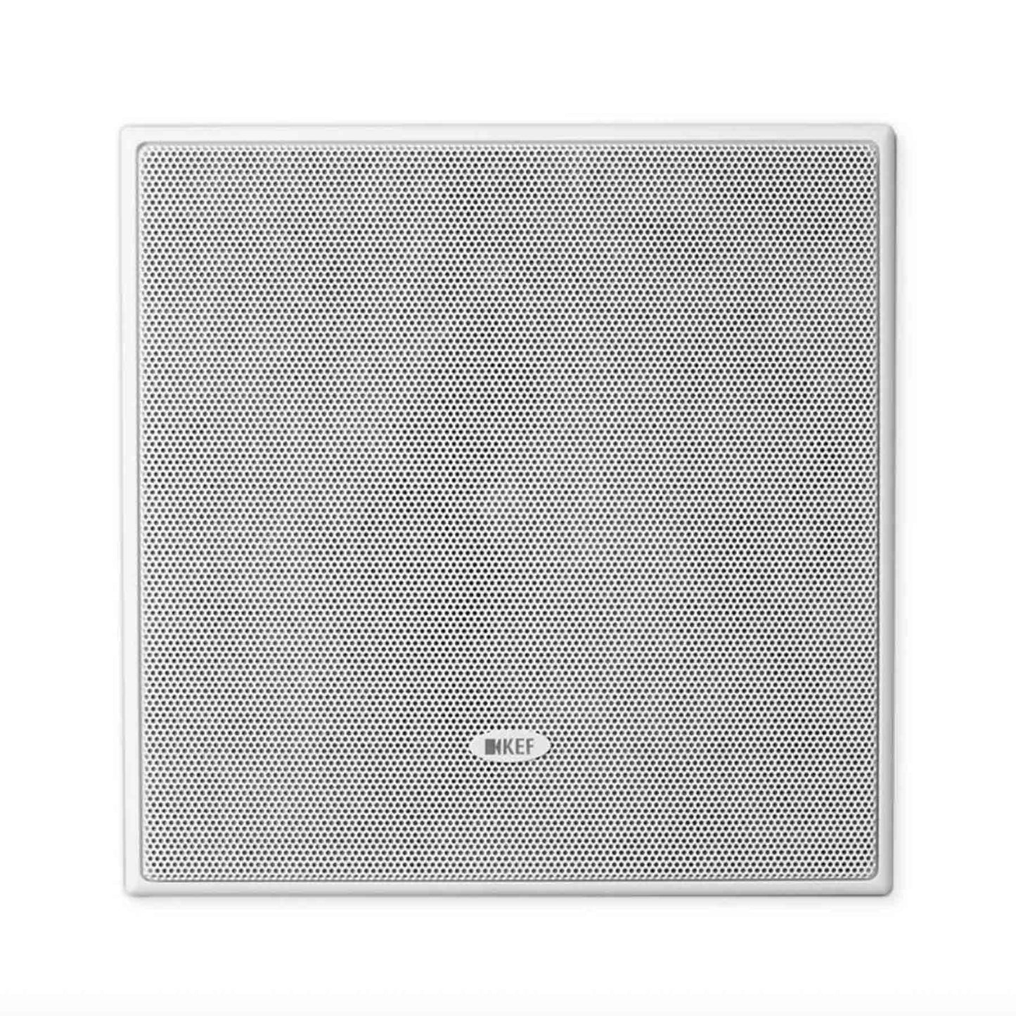 Front view of KEF Ci160QS In-Wall Speaker with grille on