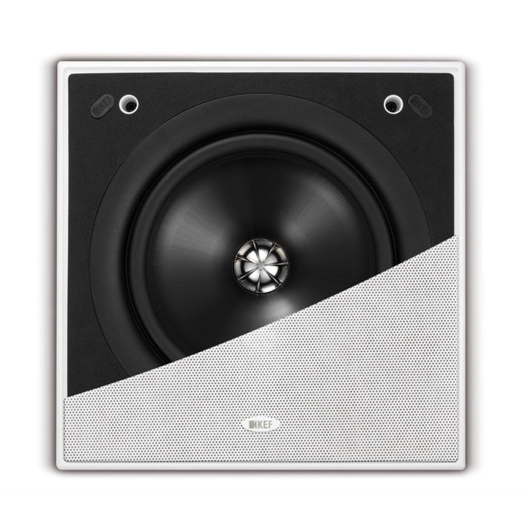 KEF Ci200QS In-Wall Speaker showing half a grille