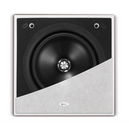 KEF Ci200QS In-Wall Speaker showing half a grille