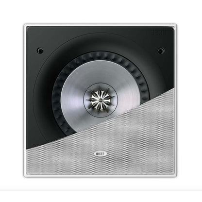 KEF Ci200RS-THX In-Wall Speaker with half a grille showing
