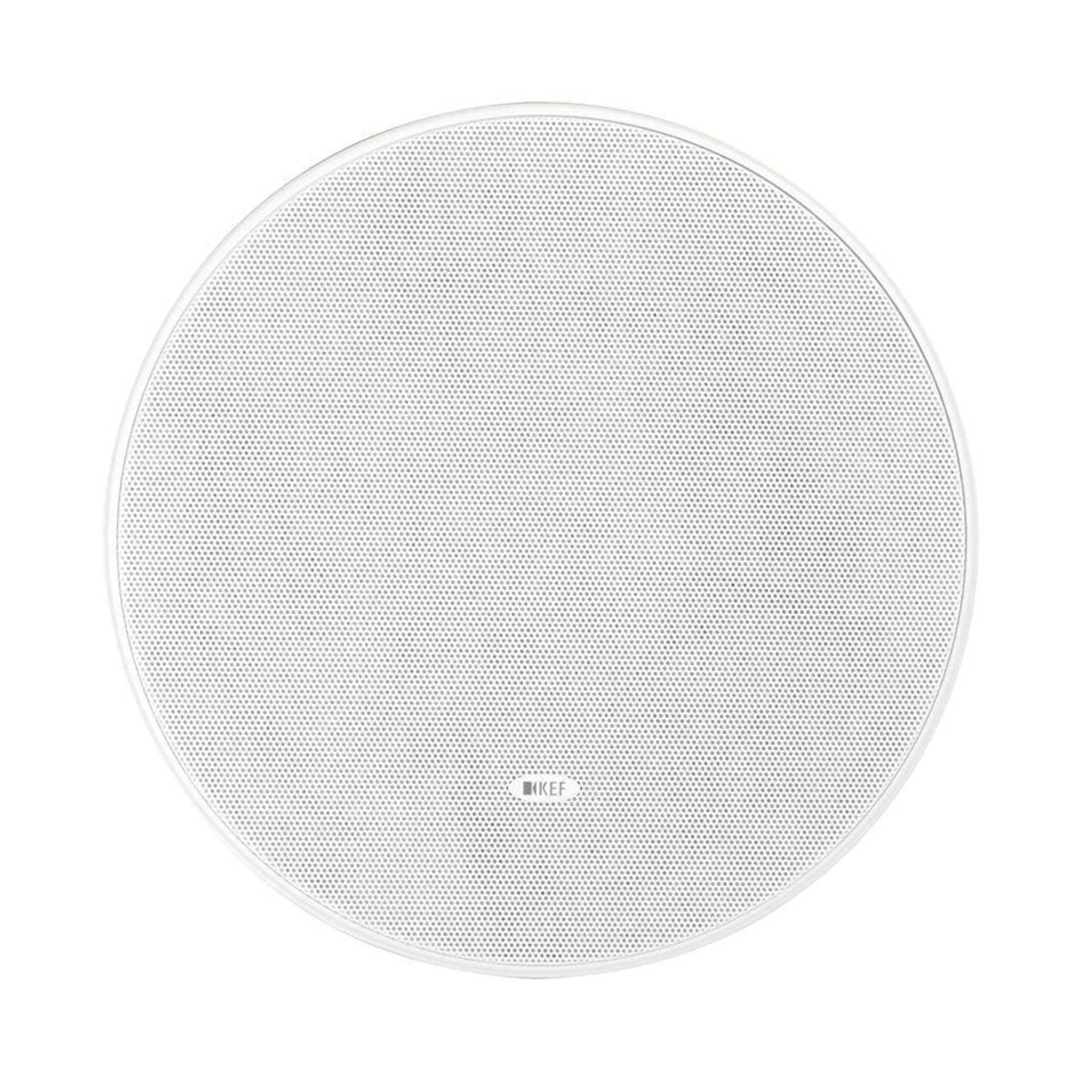 Front of KEF Ci200TRb Custom Install Subwoofer with white grille on