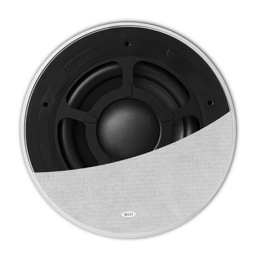 KEF Ci250RRb-THX Custom Install Subwoofer with half the grille on