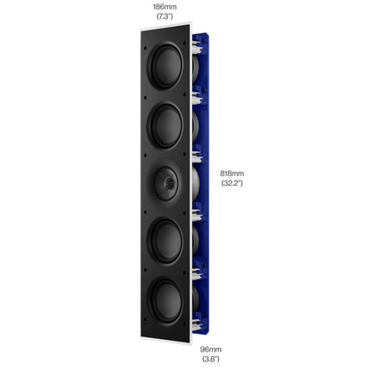 KEF Ci5120QLM-THX In-Wall Speaker with dimensions labeled on a white background