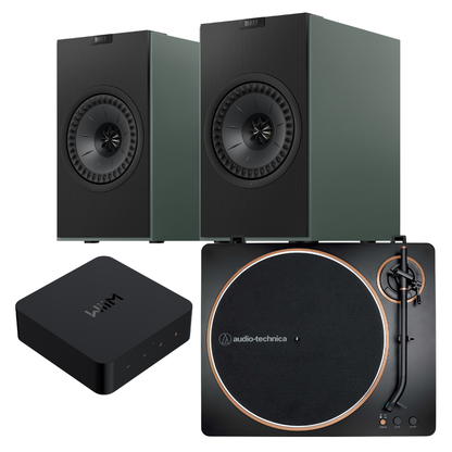 KEF Coda W Turntable Streaming System Green on white background