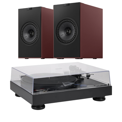 KEF Coda W AT-LP8X Turntable System in burgundy
