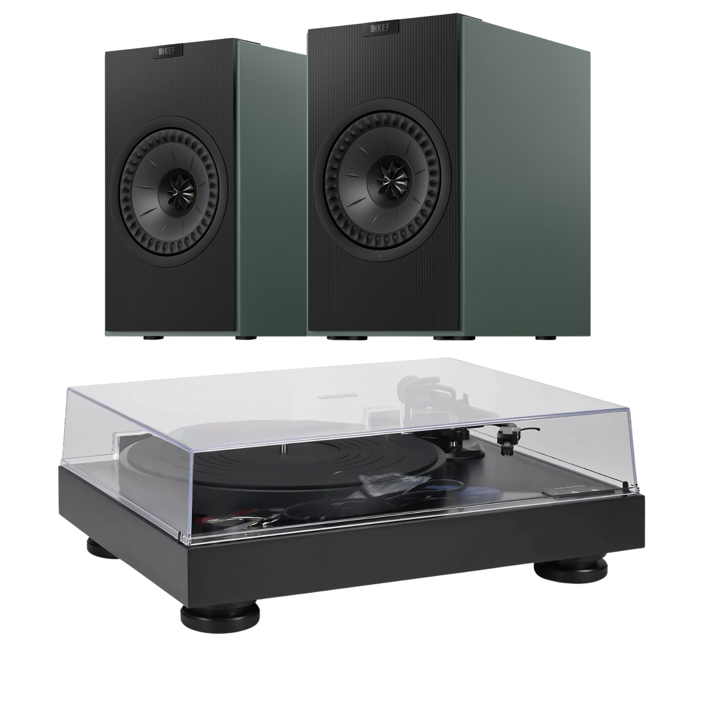 KEF Coda W AT-LP8X Turntable System in green