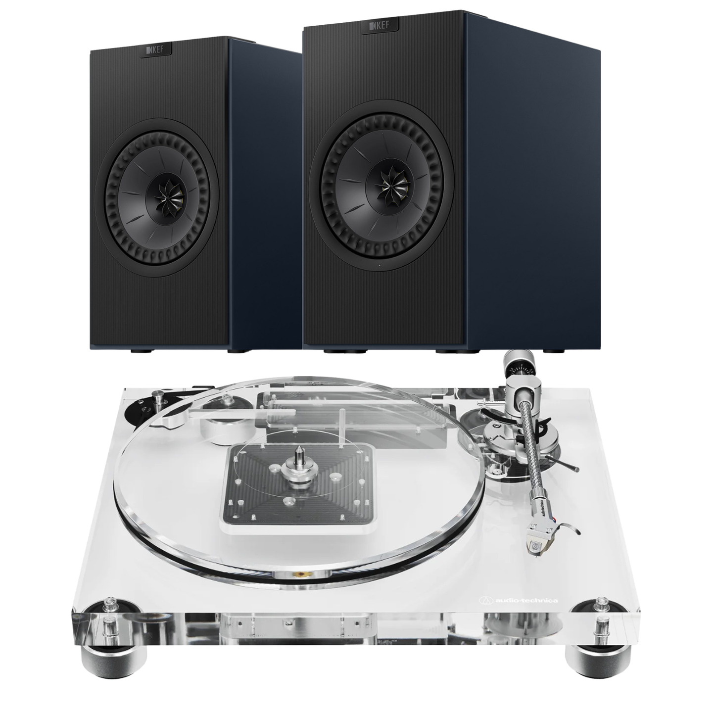 KEF Coda W AT-LPA2 Turntable System in blue
