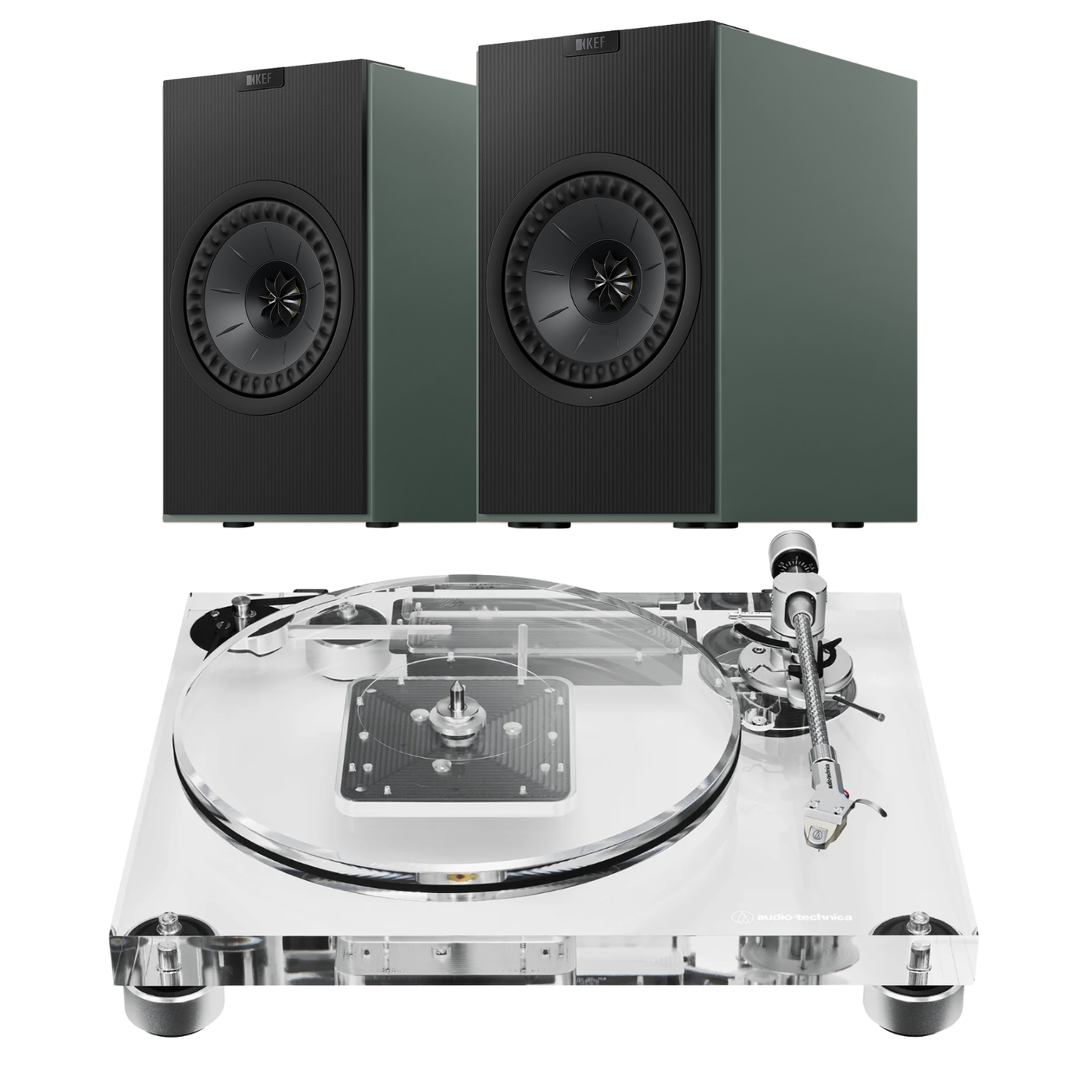 KEF Coda W AT-LPA2 Turntable System in green