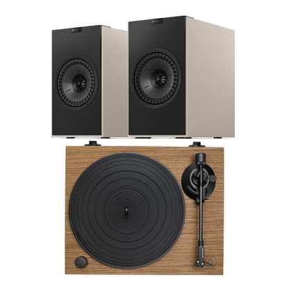 KEF Coda W AT-LPW40WN Turntable System in nickel grey on white background
