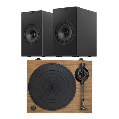 KEF Coda W AT-LPW40WN Turntable System in titanium on white background