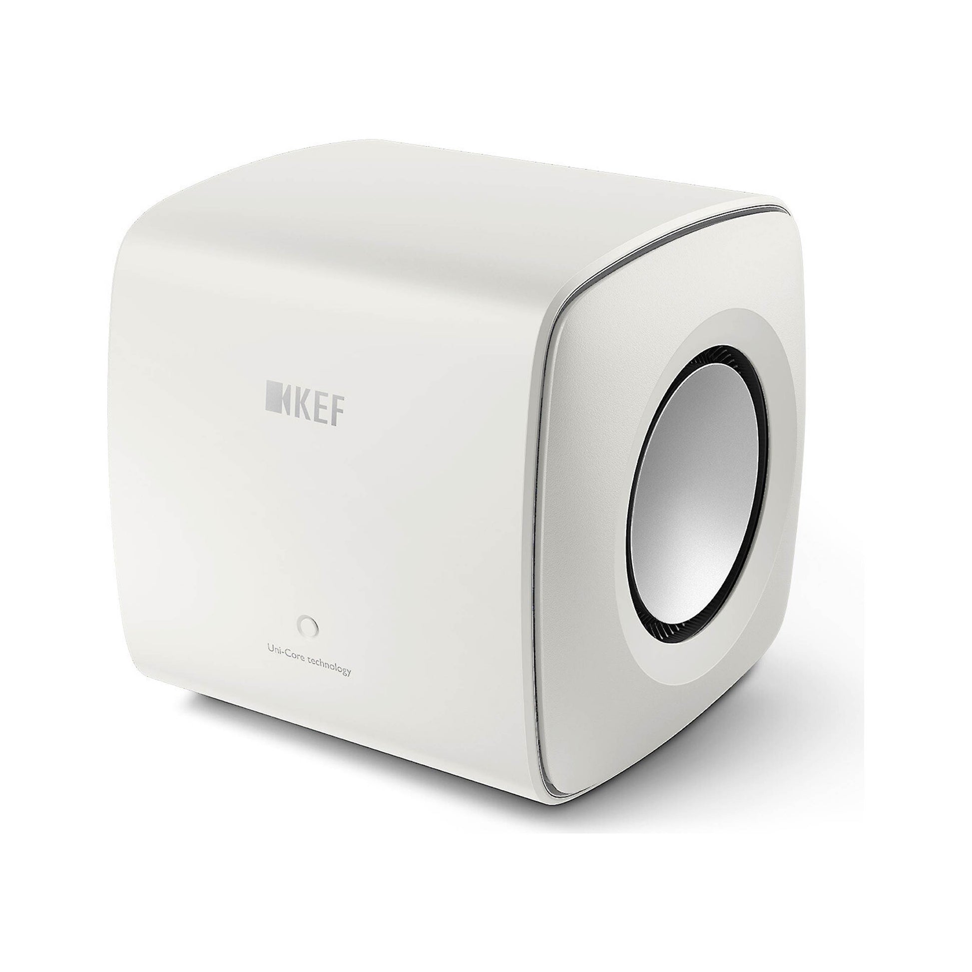 KEF KC62 Subwoofer in white on white background