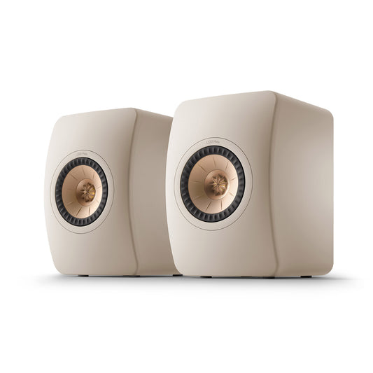 Pair of KEF LS50 Meta Bookshelf Speakers in Sand Shell finish