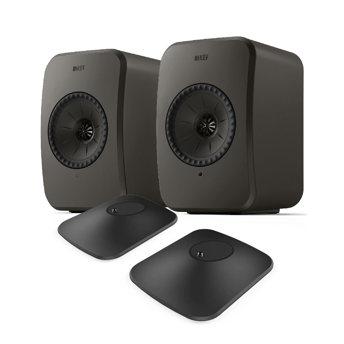 KEF LSX II LT Wireless Speakers + P1 Desk Pads
