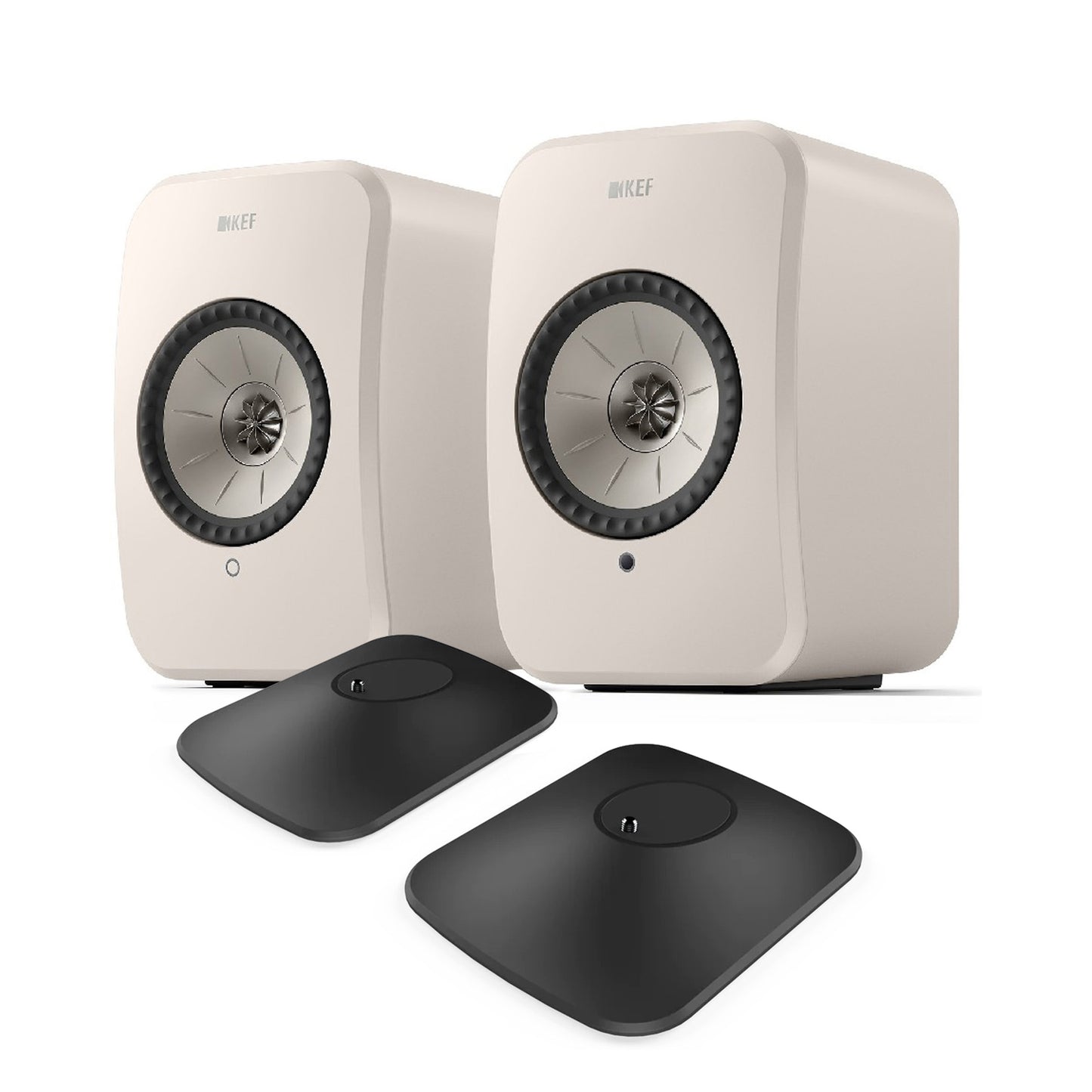 KEF LSX II LT Wireless Speakers + P1 Desk Pads