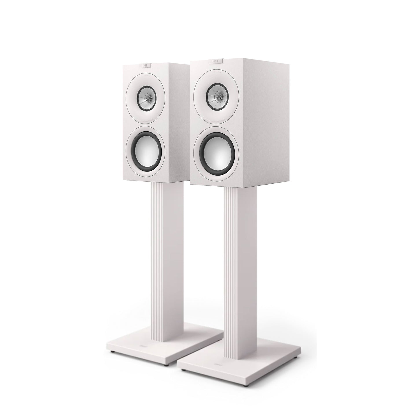 KEF Q Concerto Meta Speakers + SQ1 Stands in white