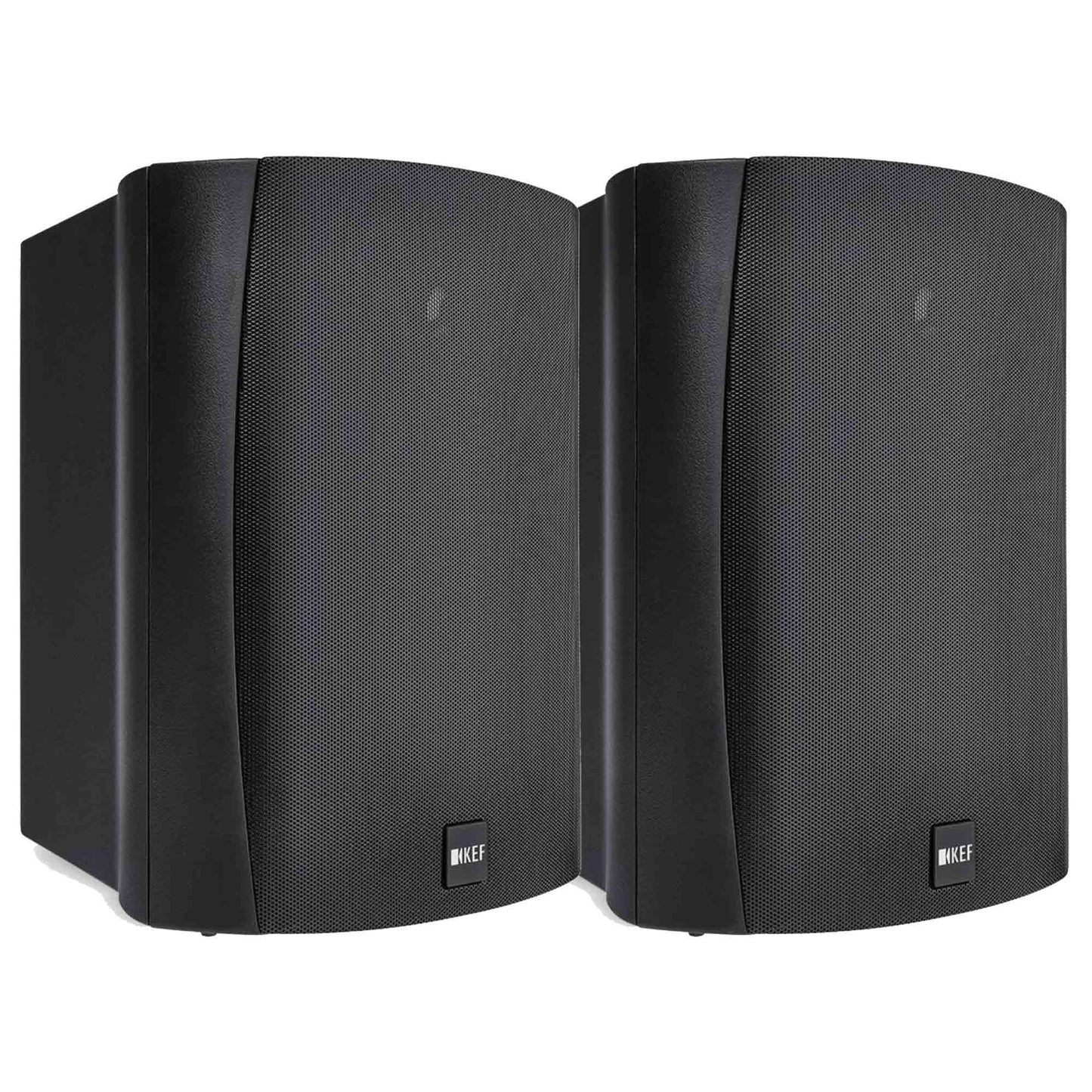 KEF Ventura 6 Outdoor Speakers in black finish on white background