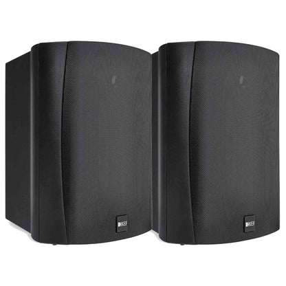 KEF Ventura 6 Outdoor Speakers in black finish on white background