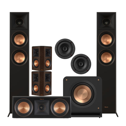 Klipsch speakers set on a white background