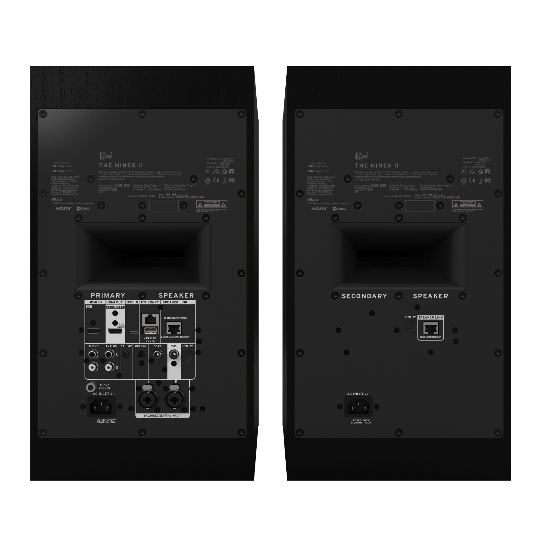 Back view of Klipsch The Nines II Powered Speakers in black
