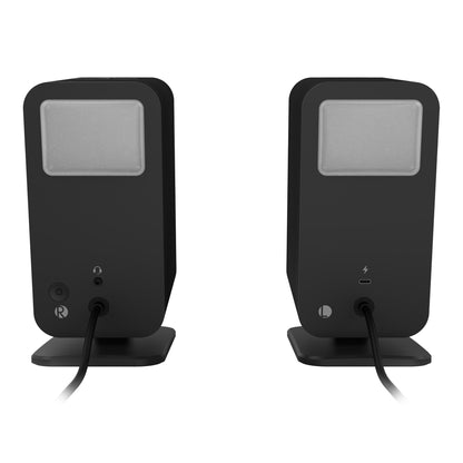 Back view of Klipsch ProMedia Lumina Computer Speakers on white background