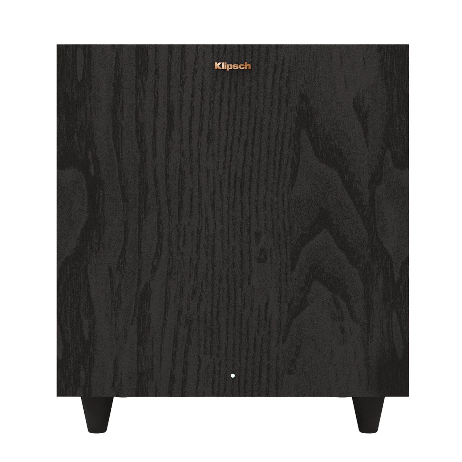 Black Klipsch R-8SW Subwoofer on white background