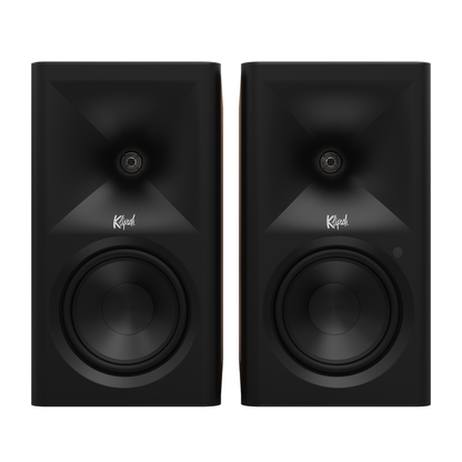 Front of walnut Klipsch The Fives II Powered Speakers