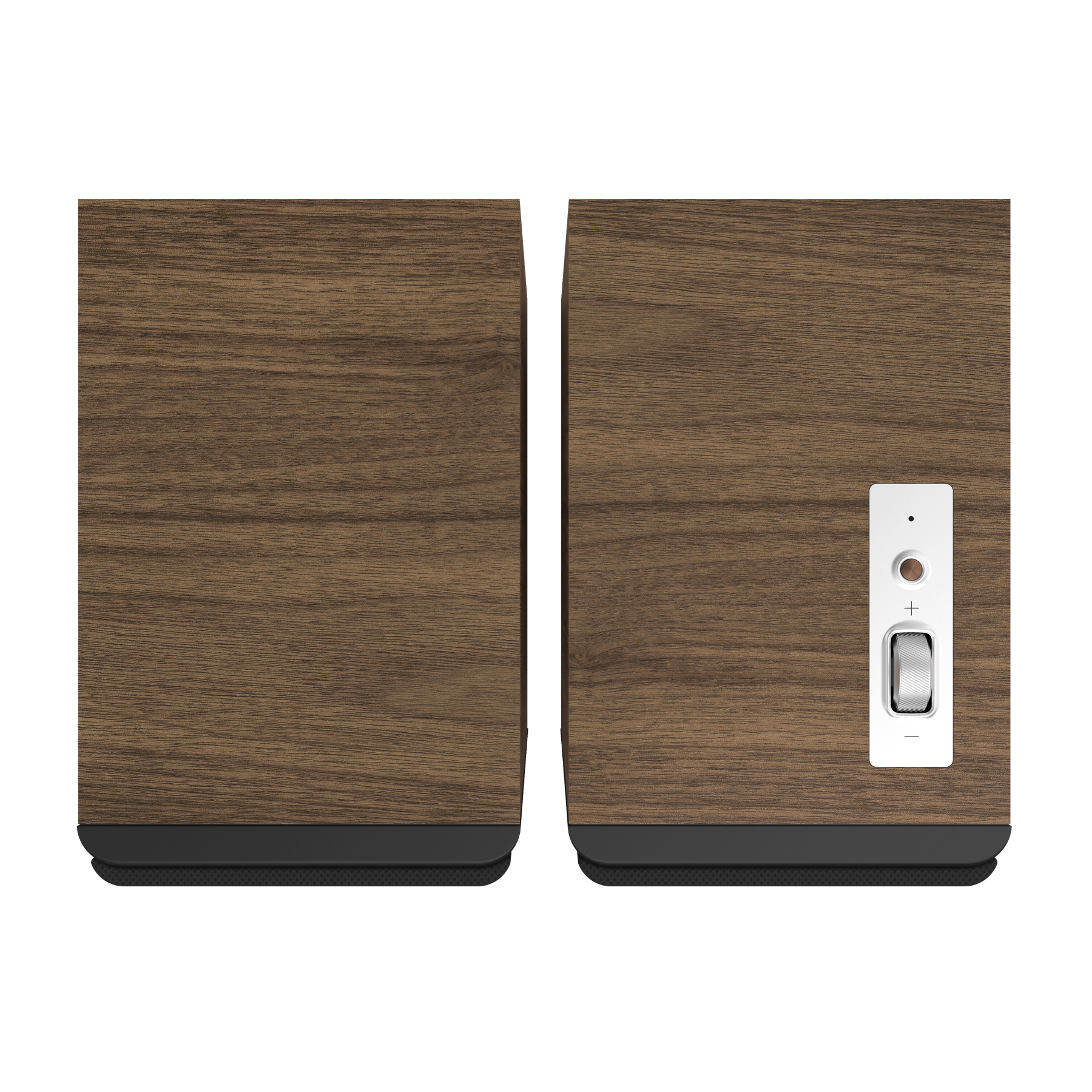Top view of Klipsch The Fives II Powered Speakers in walnut