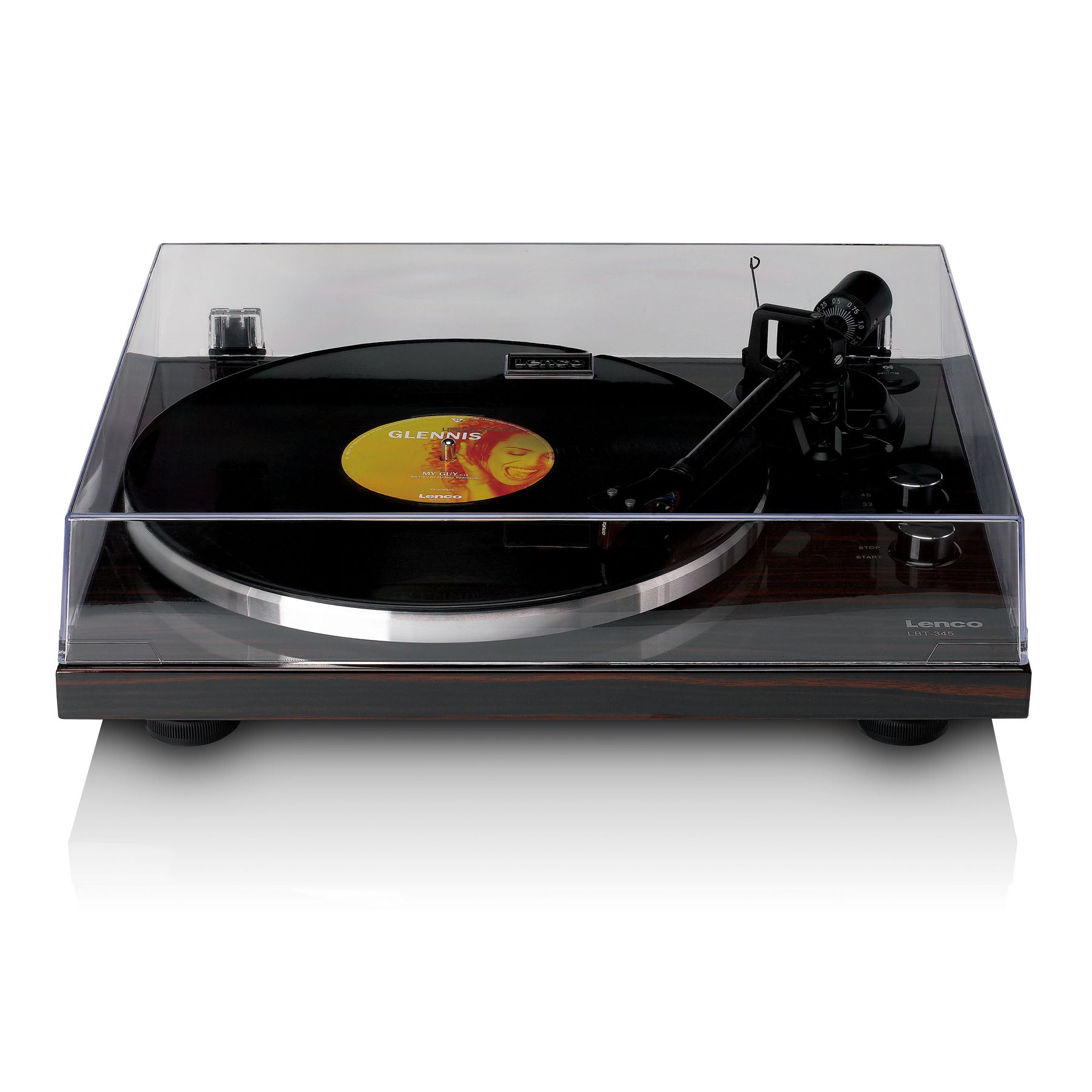 Lenco LBT-345WA Turntable - Shown with Dust Cover