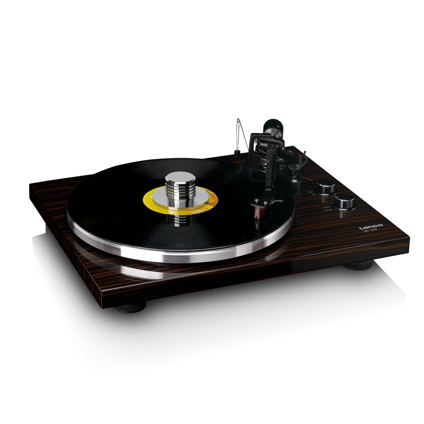 Lenco LBT-345WA Turntable - Includes Chrome-Plated Record Stabilizer
