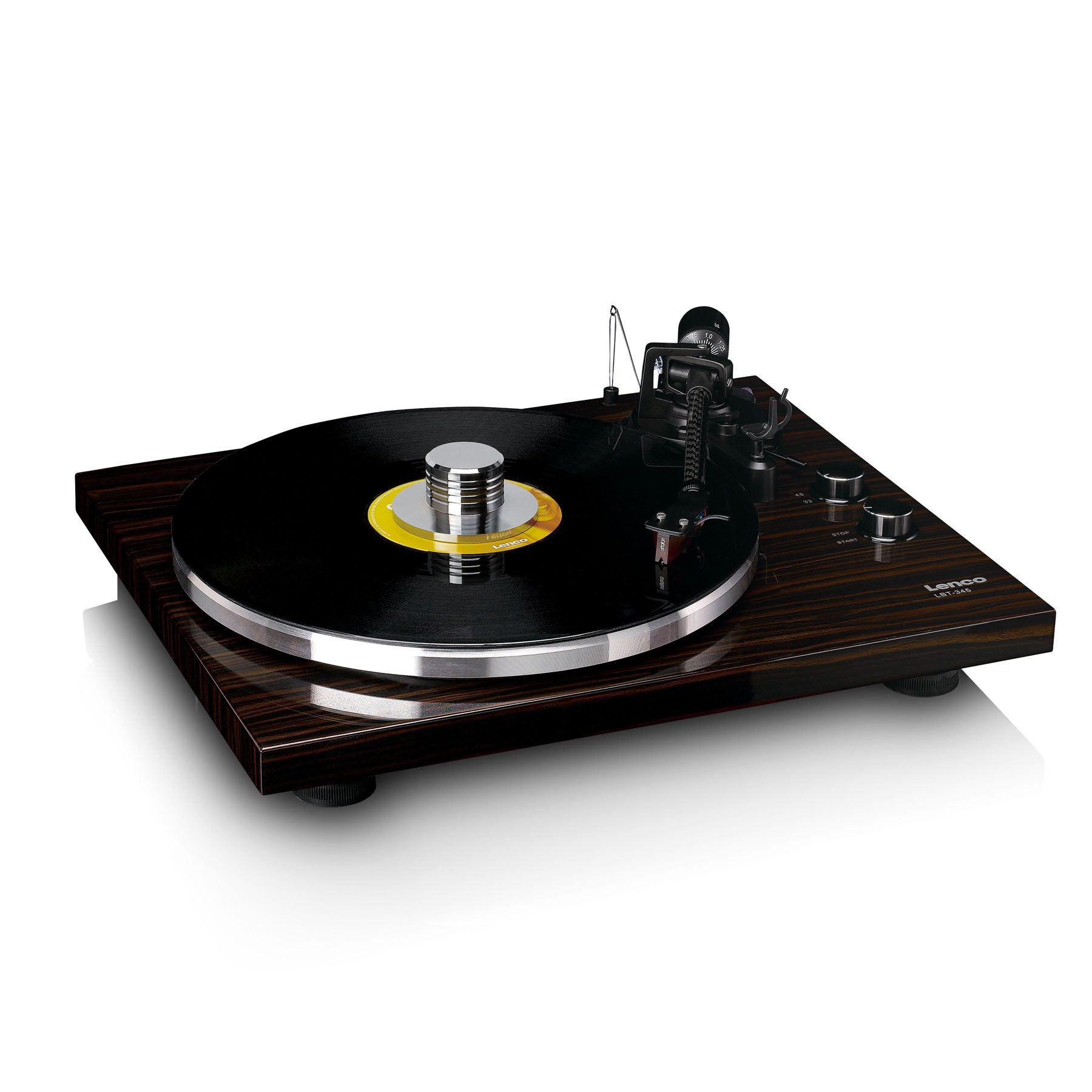 Lenco LBT-345WA Turntable - Includes Chrome-Plated Record Stabilizer