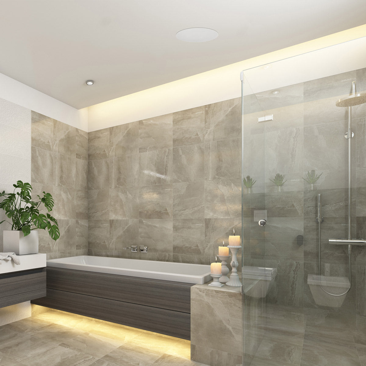 Lithe Audio LI-03211 IP44 Bluetooth In-Ceiling Speaker Combo - Ideal for Bathrooms