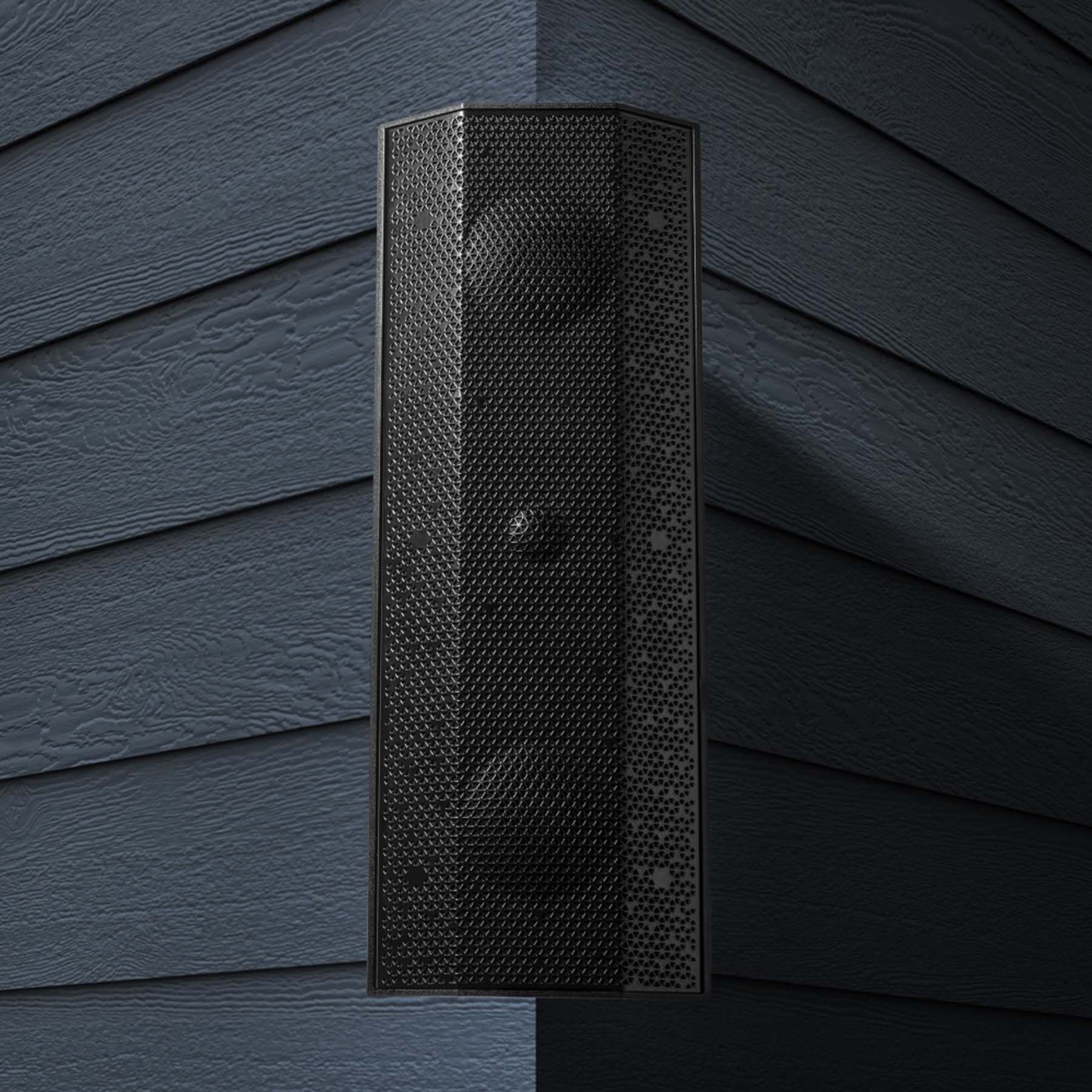 Lithe Audio IO1 Indoor Outdoor Passive Speaker on outdoor blue wall