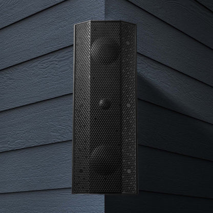 Lithe Audio IO1 Indoor Outdoor Passive Speaker on outdoor blue wall