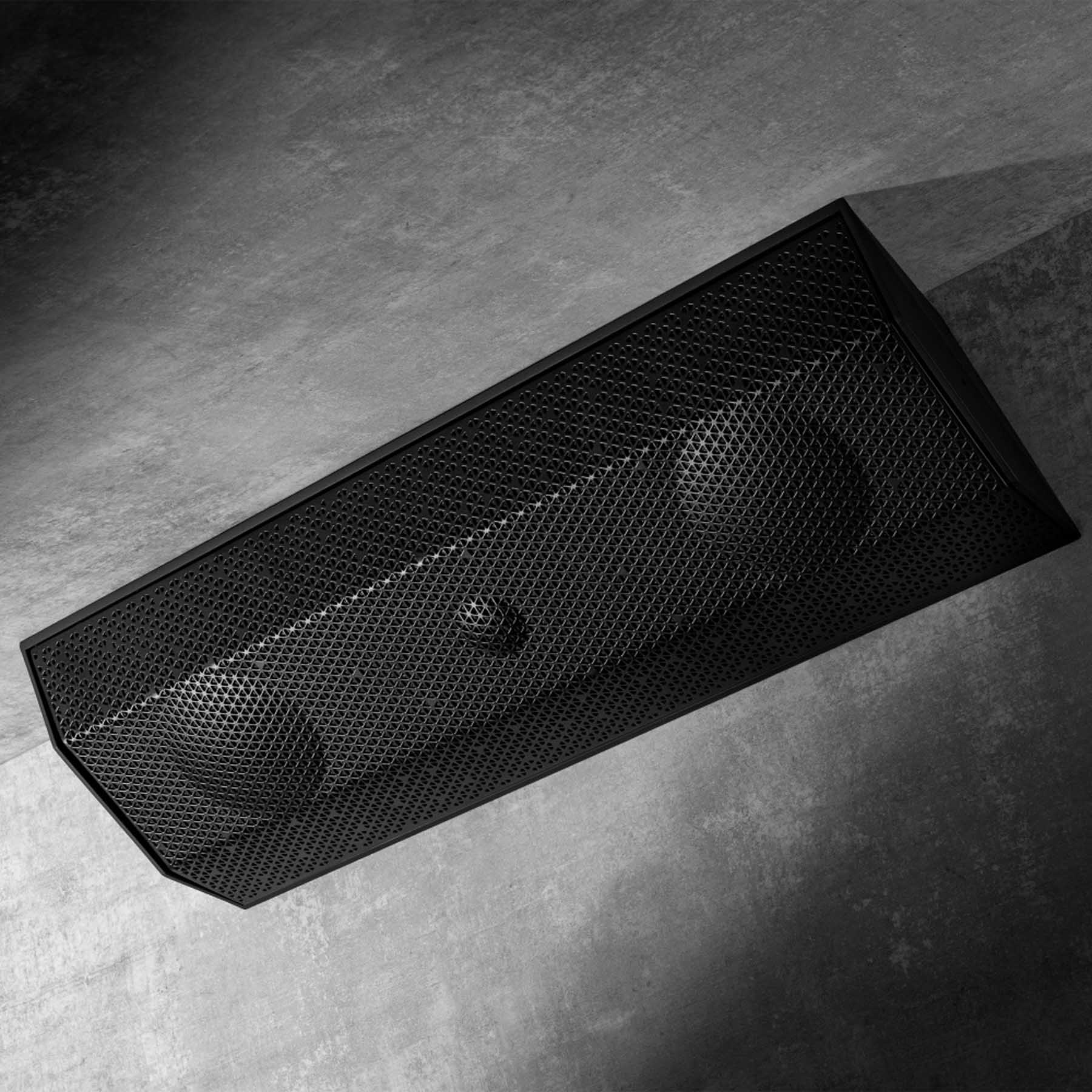 Lithe Audio IO1 Indoor Outdoor Passive Speaker in black on grey surface