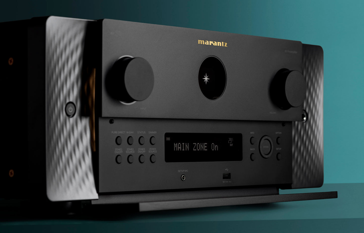 Marantz AV 30 Amplifier on teal background